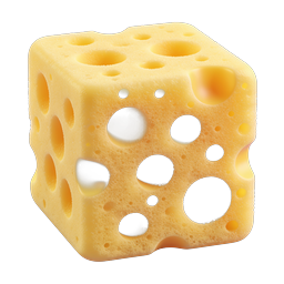 Swiss Cheese Cube 3D Icon - Dairy Food Graphic