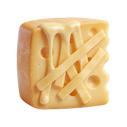 Swiss Cheese Cube 3D Icon - Premium Dairy Food Icon