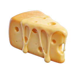 Swiss Cheese Slice Icon - 3D Melted Dairy Food