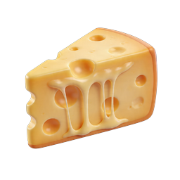 3D Swiss Cheese Wedge Icon with Melted Effect