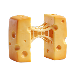 Icône Lettre H en Fromage Suisse - Typographie Alimentaire 3D