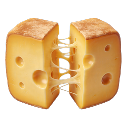 Swiss Cheese Pull Icon - Realistic 3D Food Graphic