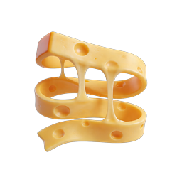 Swiss Cheese Ribbon 3D Icon - Dairy Food Symbol
