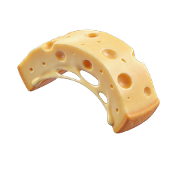 Swiss Cheese Slice 3D Icon - Dairy Food Illustration
