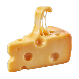 Swiss Cheese Wedge 3D Icon - Melted Cheese Slice
