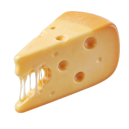Swiss Cheese Wedge 3D Icon - Melting Dairy Food Symbol