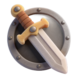 Sword and Shield 3D Icon - Medieval Fantasy Weapon Design