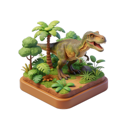 Clay-Style T-Rex Dinosaur Diorama Icon | 3D Render