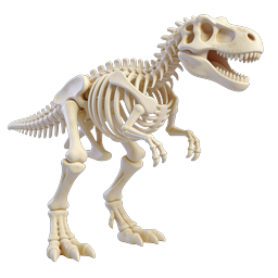 T-Rex Dinosaur Skeleton 3D Icon - Realistic Fossil Render