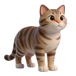 Adorable 3D Tabby Kitten Icon - Cute Cat Illustration