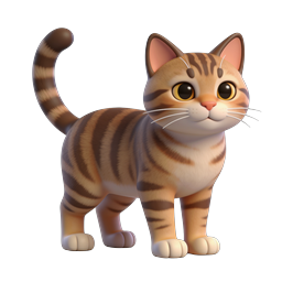 Cute Tabby Kitten 3D Icon | Adorable Cat Illustration