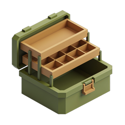 Isometric Tackle Box Icon - 3D Storage Organizer