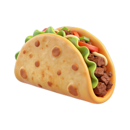 3D Realistic Taco Icon - Mexican Food Clipart