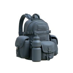 Tactical Backpack with Water Bottle Icon - 3D Render