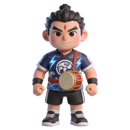 3D Taiko Drum Warrior Boy Character Icon