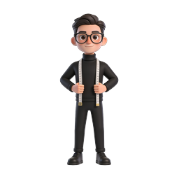 3D Tailor Character Icon with Measuring Tape
