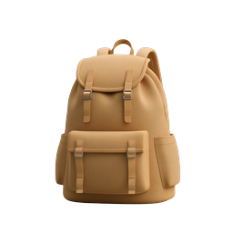 Tan Camel Backpack Icon - Realistic 3D Rendering