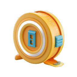 3D Clay Style Tape Measure Icon for DIY & Construction