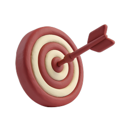 Clay Style Target Arrow Icon for Goal Achievement