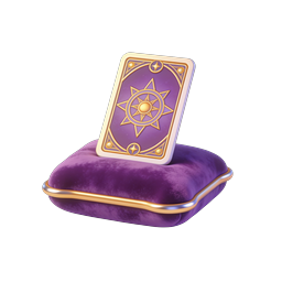 Mystical Tarot Card Icon with Purple Velvet Cushion