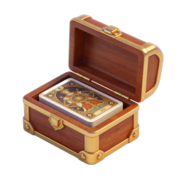 Tarot Card Treasure Chest 3D Icon | Mystical Wooden Box