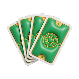 Mystical Tarot Cards Fan Icon | 3D Green Gold Design
