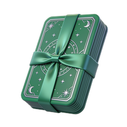 Mystical Tarot Cards Stack with Green Ribbon Bow Icon