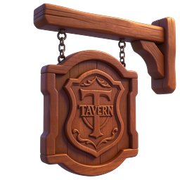 Ornate Wooden Tavern Sign Icon - Medieval RPG
