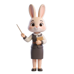 Charming Teacher Rabbit Icon for Educational Use