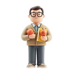 Teacher With Apple And Book 3D Character Icon