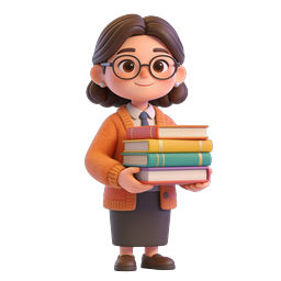 Friendly Teacher with Colorful Books 3D Icon