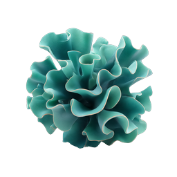 Teal 3D Coral Flower Icon - Organic Botanical Design
