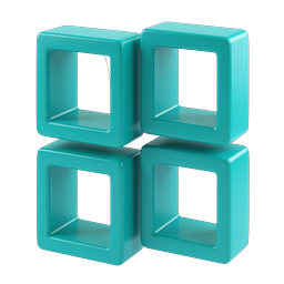 Teal 3D Cube Grid Icon - Modern UI Design Element