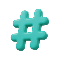 3D Teal Hashtag Icon | Modern Social Media Symbol