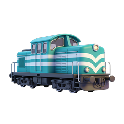 Teal Locomotive Train Icon - 3D Clay Style