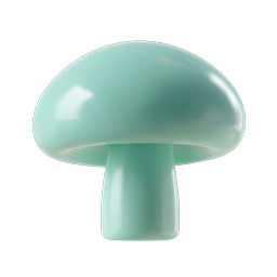 Ícone de cogumelo 3D azul-petróleo - Design natural brilhante