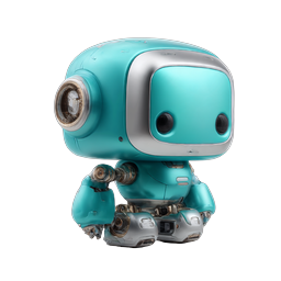 Cute Teal Robot Character 3D Icon for Tech & AI