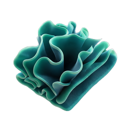 Teal 3D Rose Icon - Abstract Floral Design
