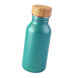 Teal Water Bottle with Wooden Cap Icon | Eco-Friendly Design