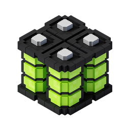 Futuristic Tech Cube Isometric Icon | Glowing Green Block