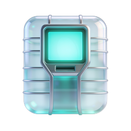 Futuristic Tech Data Container Icon with Glowing Display