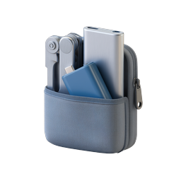 Tech Pouch with Gadgets Icon - 3D Realistic Style