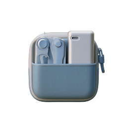 Tech Pouch with Earbuds and Power Bank 3D Icon