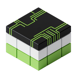 Tech Stack Cube Icon - Circuit Board 3D Layered Design