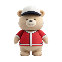 Cute Teddy Bear Baseball Player 3D Icon