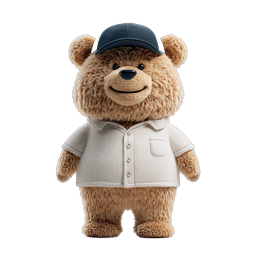Adorable Teddy Bear in Cap and Polo Shirt Icon