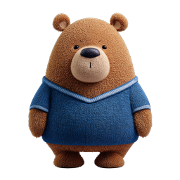 Cute Teddy Bear Character in Knitted Sweater - 3D Icon