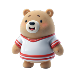 Cute Teddy Bear Character in Sporty Jersey - 3D Icon