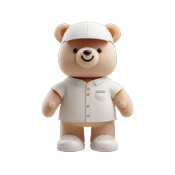 Cute Teddy Bear Character 3D Icon - Friendly Plush Mascot