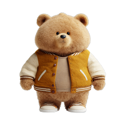 Adorable 3D Teddy Bear Character in Varsity Jacket